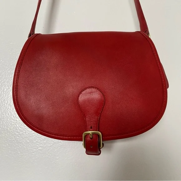 Vintage Coach Saddle Bag No. 9851 - Red Leather - Picture 1 of 17